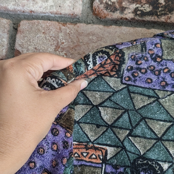 ๐ Robert Stock Limited Abstract Geometric Earthtone Blazer 100% Silk - Picture 3 of 9